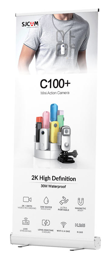 SJCAM διαφημιστικό roll up banner με εκτύπωση SJ-C100-4K