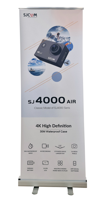 SJCAM διαφημιστικό roll up banner με εκτύπωση SJ4000-AIR